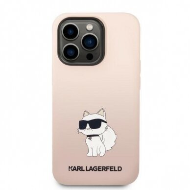 Dėklas Karl Lagerfeld Silicone Choupette KLHCP14LSNCHBCP iPhone 14 Pro Rožinis 2