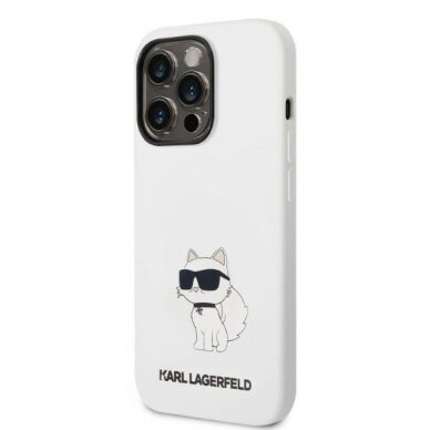 Dėklas Karl Lagerfeld Silicone Choupette MagSafe KLHMP14LSNCHBCH iPhone 14 Pro Baltas 1