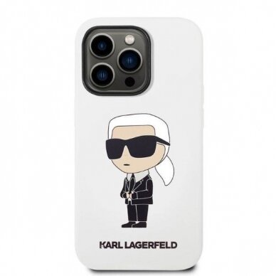 Dėklas Karl Lagerfeld Silicone Ikonik KLHCP14LSNIKBCH iPhone 14 Pro Baltas 2