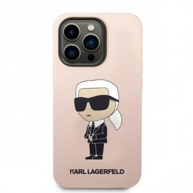 Dėklas Karl Lagerfeld Silicone Ikonik KLHCP14LSNIKBCP iPhone 14 Pro Rožinis 2