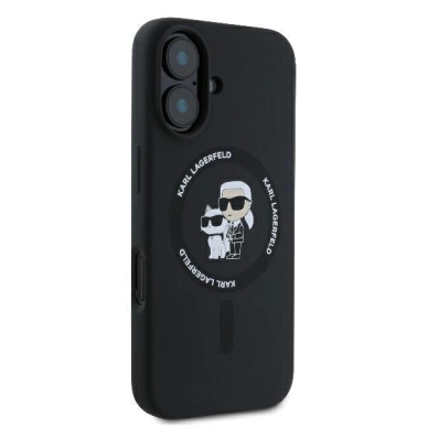 Dėklas Karl Lagerfeld Silicone KarlChoupette Heads Ring MagSafe  iPhone 16 Plus - Juodas 3