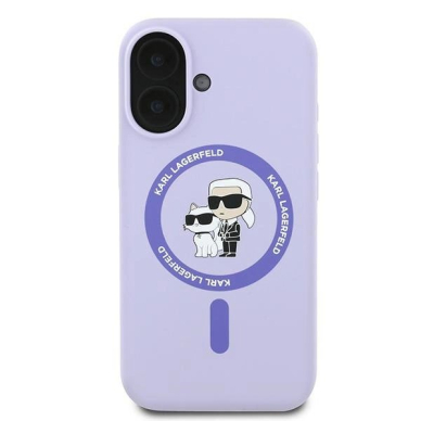 Dėklas Karl Lagerfeld Silicone KarlChoupette Ring MagSafe iPhone 16  - Violetinis 2