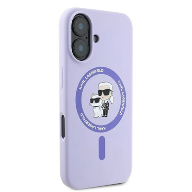 Dėklas Karl Lagerfeld Silicone KarlChoupette Ring MagSafe iPhone 16  - Violetinis 3