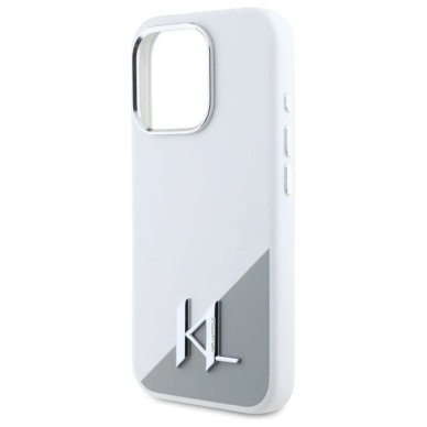 Dėklas Karl Lagerfeld Silicone Shadow Metal Initial MagSafe iPhone 16 Pro  - Baltas 5