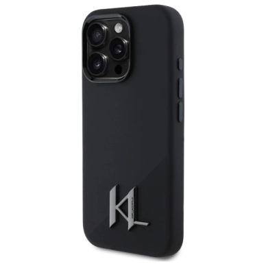 Dėklas Karl Lagerfeld Silicone Shadow Metal Initial MagSafe iPhone 16 Pro  - Juodas 1