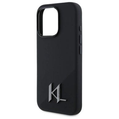 Dėklas Karl Lagerfeld Silicone Shadow Metal Initial MagSafe iPhone 16 Pro  - Juodas 5