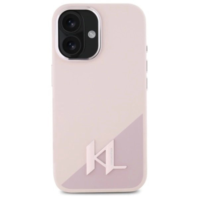 Dėklas Karl Lagerfeld Silicone Shadow Metal Initial MagSafe iPhone 16  - Rožinis 2