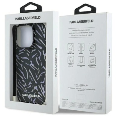 Dėklas Karl Lagerfeld Zebra With Cord iPhone 16 Pro  - Violetinis 6