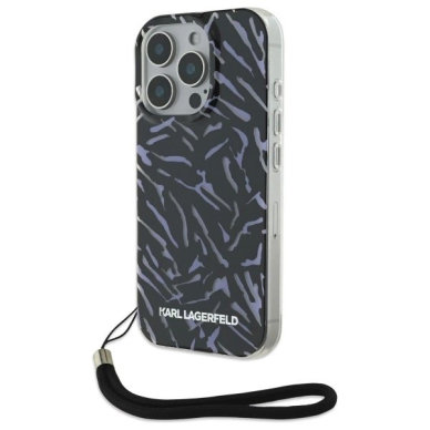 Dėklas Karl Lagerfeld Zebra With Cord iPhone 16 Pro  - Violetinis