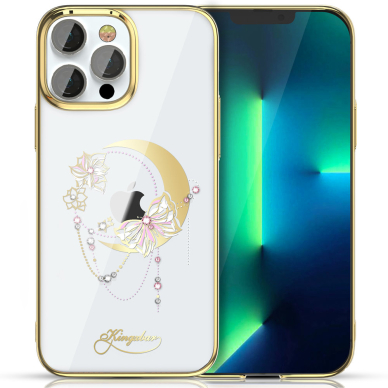 Dėklas Kingxbar Moon Series Swarovski crystals iPhone 13 Pro Auksinis (Butterfly)