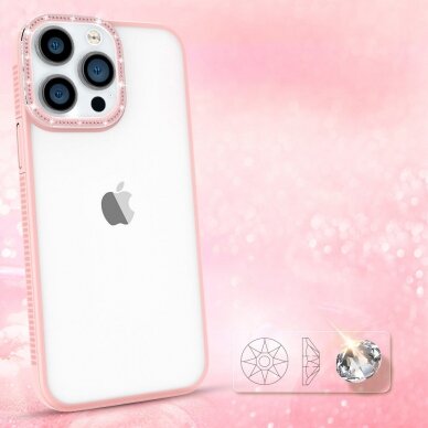 Dėklas Kingxbar Sparkle Series case with crystals iPhone 13 Pro Rožinis 1