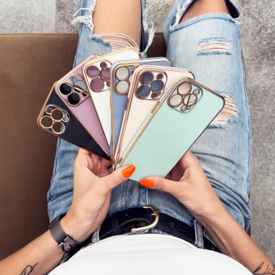 Dėklas Lighting Color Case for Xiaomi Redmi Note 11 Mėtinis, auksiniais kraštais 1