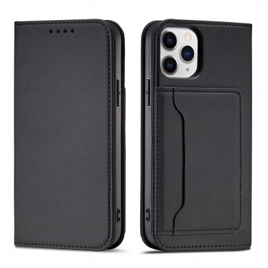 Dėklas Magnet Card Case for iPhone 12 Pro Max Juodas 2