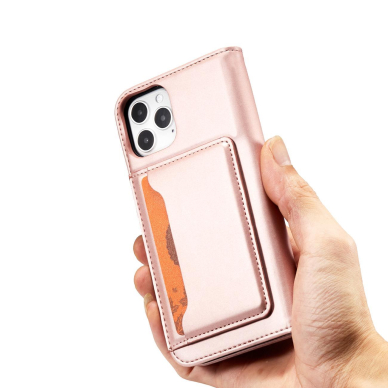 Dėklas Magnet Card Case for iPhone 12 Pro Rožinis 18