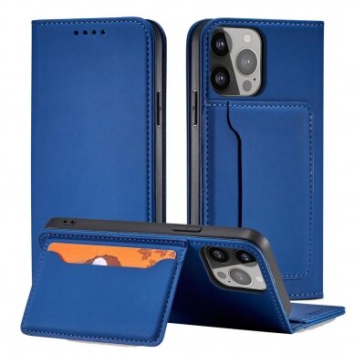 Dėklas Magnet Card Case for iPhone 13 Pro Max Mėlynas 1