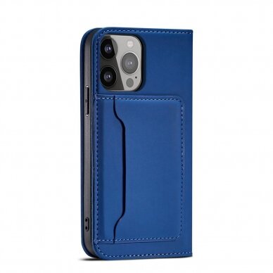 Dėklas Magnet Card Case for iPhone 13 Pro Max Mėlynas 10