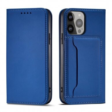 Dėklas Magnet Card Case for iPhone 13 Pro Max Mėlynas 3