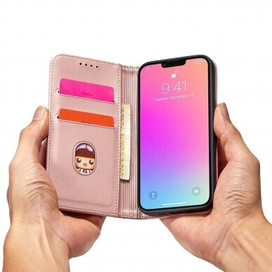 Dėklas Magnet Card Case for iPhone 13 Pro Rožinis 13