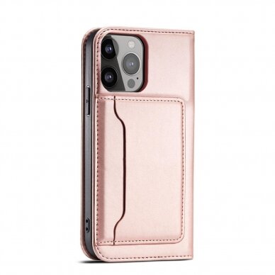 Dėklas Magnet Card Case for iPhone 13 Pro Rožinis 16