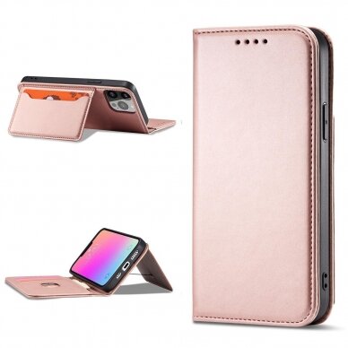 Dėklas Magnet Card Case for iPhone 13 Pro Rožinis 19