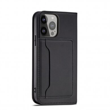 Dėklas Magnet Card Case for iPhone 14 Juodas 10