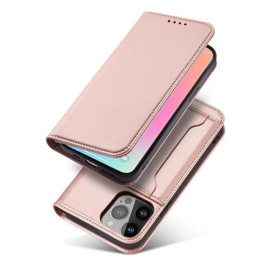 Dėklas Magnet Card Case for iPhone 14 Pro Rožinis 1