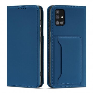 Samsung Galaxt A12 Dėklas Magnet Card Case 5G Mėlynas