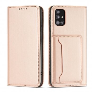 Samsung Galaxt A12 Dėklas Magnet Card Case 5G Rožinis 1