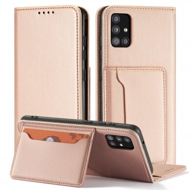 Samsung Galaxt A12 Dėklas Magnet Card Case 5G Rožinis 10