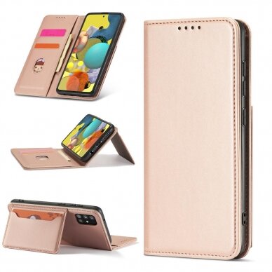 Samsung Galaxt A12 Dėklas Magnet Card Case 5G Rožinis 7