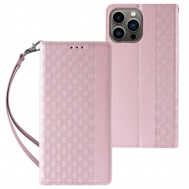 Dėklas Magnet Strap Case for iPhone 14 Pro Rožinis