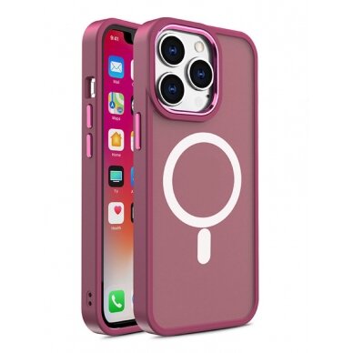 Dėklas Magnetic Color Matte iPhone 15 Plus - Bordo