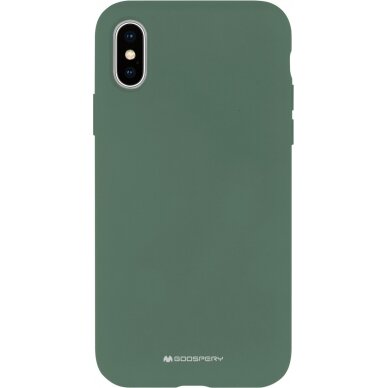 Dėklas Mercury Silicone Case Apple iPhone 14 Pro tamsiai žalias  1