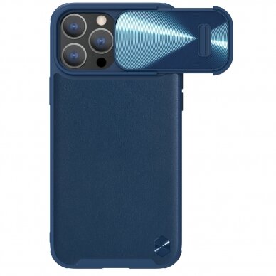 Dėklas Nillkin CamShield Leather S iPhone 14 Pro Mėlynas