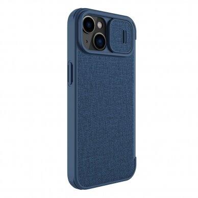 Dėklas Nillkin Qin Cloth Pro Case with Camera Protector For iPhone 14 Mėlynas 3