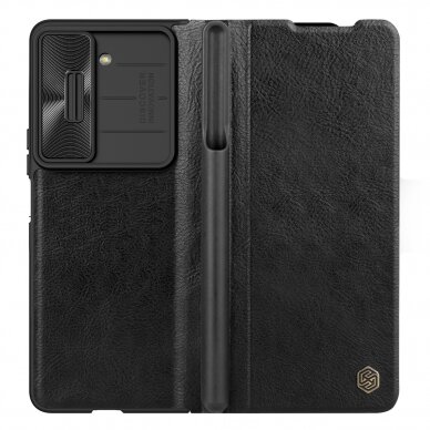 Dėklas Nillkin Qin Leather Pro Samsung Galaxy Z Fold 5 Leather Flip Case su Camera Cover - Juodas 3