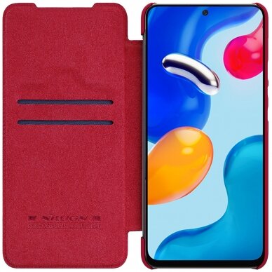 Akcija! Dėklas Nillkin Qin leather Xiaomi Redmi Note 11S / Note 11 Raudonas 15