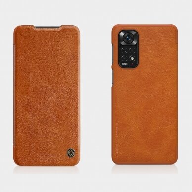 Akcija! Dėklas Nillkin Qin leather Xiaomi Redmi Note 11S / Note 11 Raudonas 24