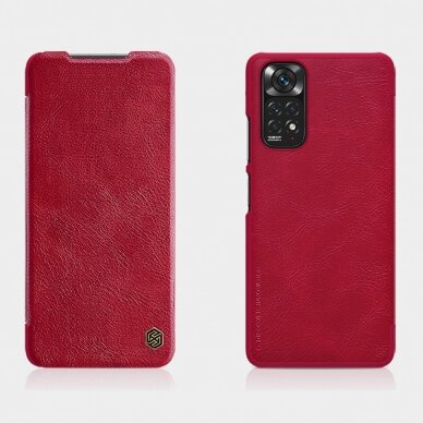 Akcija! Dėklas Nillkin Qin leather Xiaomi Redmi Note 11S / Note 11 Raudonas 25