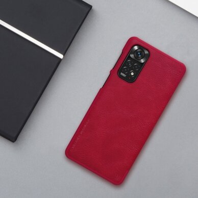 Akcija! Dėklas Nillkin Qin leather Xiaomi Redmi Note 11S / Note 11 Raudonas 31