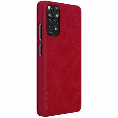 Akcija! Dėklas Nillkin Qin leather Xiaomi Redmi Note 11S / Note 11 Raudonas 6