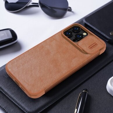 Dėklas Nillkin Qin Pro Leather Case iPhone 14 Pro Juodas 18