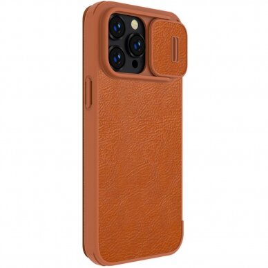 Dėklas Nillkin Qin Pro Leather Case iPhone 14 Pro Rudas 5