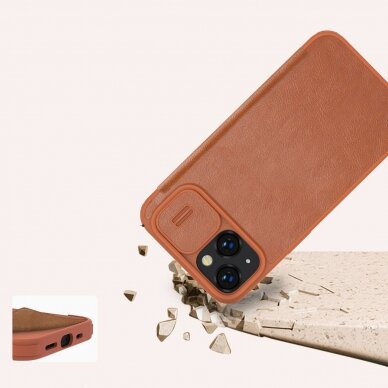 Dėklas Nillkin Qin Pro Leather Case iPhone 14 Rudas 14