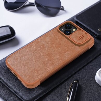 Dėklas Nillkin Qin Pro Leather Case iPhone 14 Rudas 19