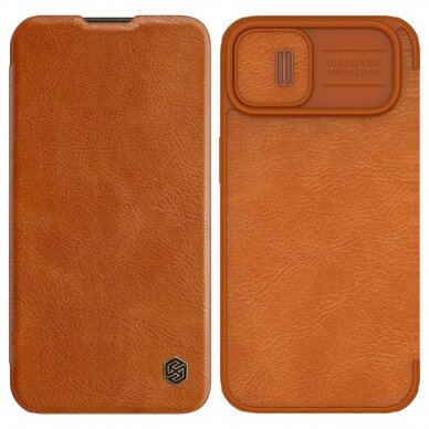 Dėklas Nillkin Qin Pro Leather Case iPhone 14 Rudas