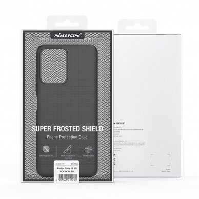 Akcija! Dėklas Nillkin Super Frosted Shield Xiaomi Redmi Note 12 5G / Poco X5 5G Juodas 4