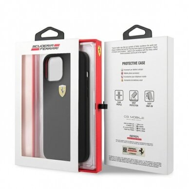 Dėklas Originalus Ferrari Fessihcp12Lbk Iphone 12 Pro Max 6,7" juodas Hardcase On Track Silicone 8