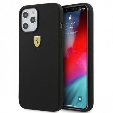 Dėklas Originalus Ferrari Fessihcp12Lbk Iphone 12 Pro Max 6,7" juodas Hardcase On Track Silicone