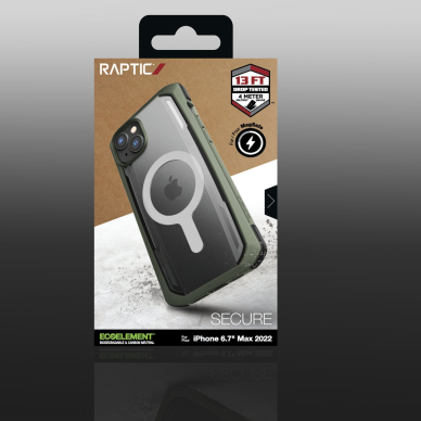 Dėklas Raptic Secure Case iPhone 14 Plus with MagSafe Žalias 5